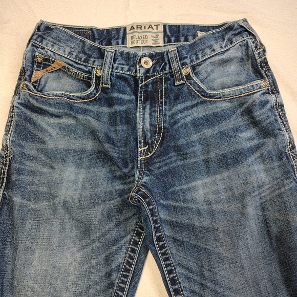 Ariat M4 Jeans Mens 30x36 Blue Medium Wash Low Rise Stretch Adkins Boot 10021767 - Picture 11 of 13